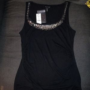 Embellished Tank w/ruched sides